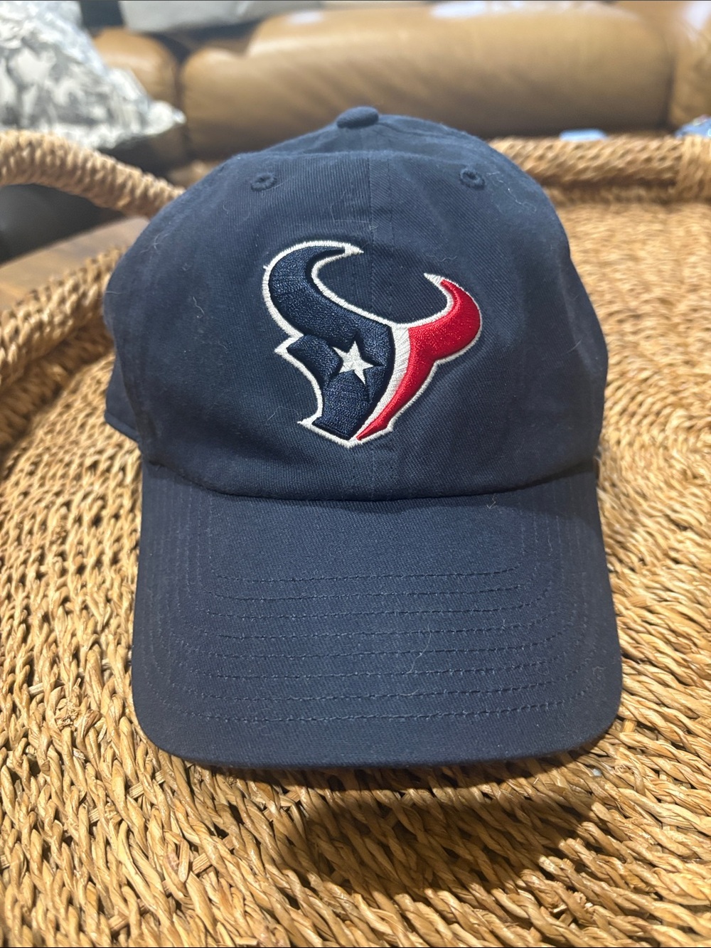 47 Brand Houston Texans Navy Blue Baseball Cap with Red and White Logo